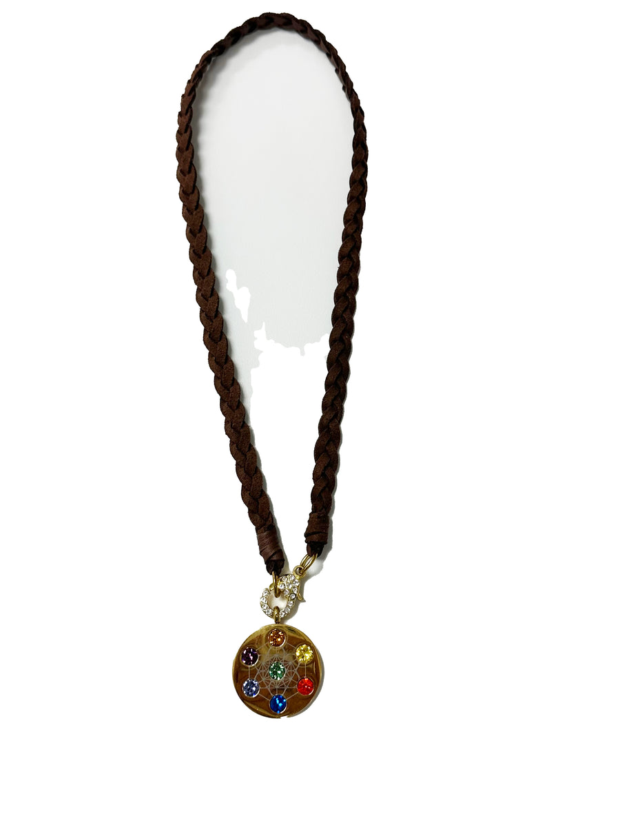 Leather Braided Metatron Necklace